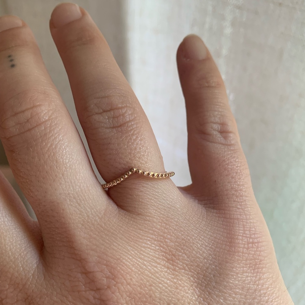 Pandora beaded wishbone ring in rose gold